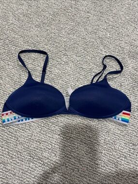 PINK Victoria's Secret Navy Push-Up Bra with Rainbow Band